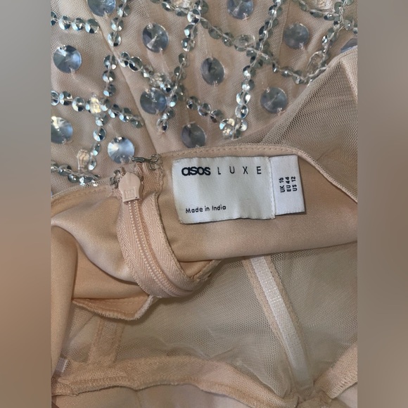 ASOS Luxe halter dress - sparkly, corset boning with feather trim - Picture 8 of 8